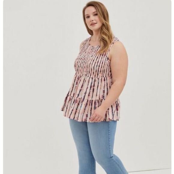 Torrid Rayon Twill Smocked Tiered Tank, Size 2X - Picture 1 of 7